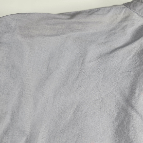 Ehka Sopo Ruffled Eyelet Neck Cotton Button Down Semi-Sheer Shirt Blue Small - Picture 9 of 10